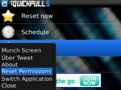 Reset Permissions menu located from the main screen
